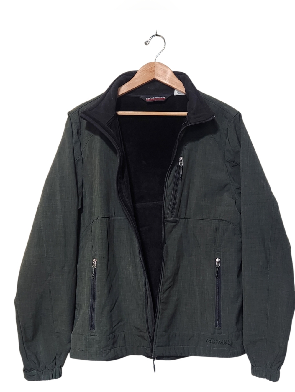 Black Diamond Double Diamond Green Soft Shell Fleece Lined Jacket Large